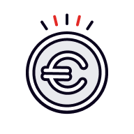 Icon of a Euro coin, representing currency, finance, or European economy.