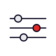Icon of three horizontal sliders, symbolizing settings, adjustments, or measurements.