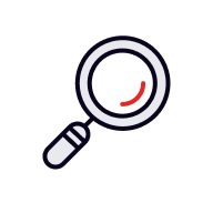 Icon of a magnifying glass, symbolizing search or investigation.